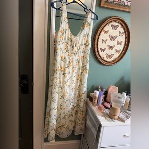 Floral Sleeveless Dress with Lemon Print